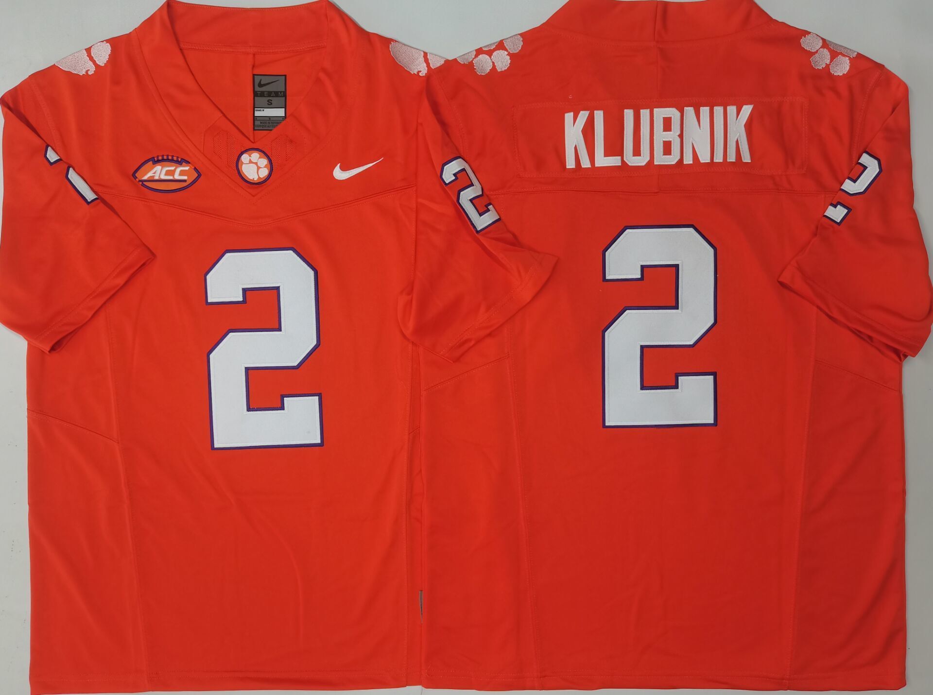 Men's Clemson Tigers Cade Klubnik #2 Orange Player Jersey sports jersey product view 1