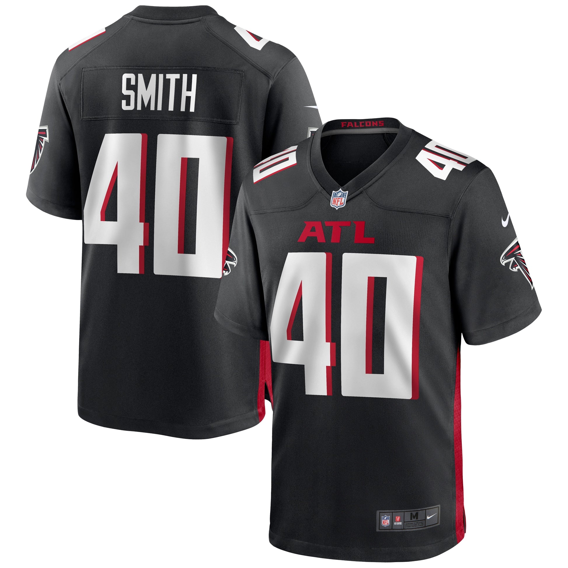 Keith Smith Atlanta Falcons Game Jersey - Black football jersey product view 1