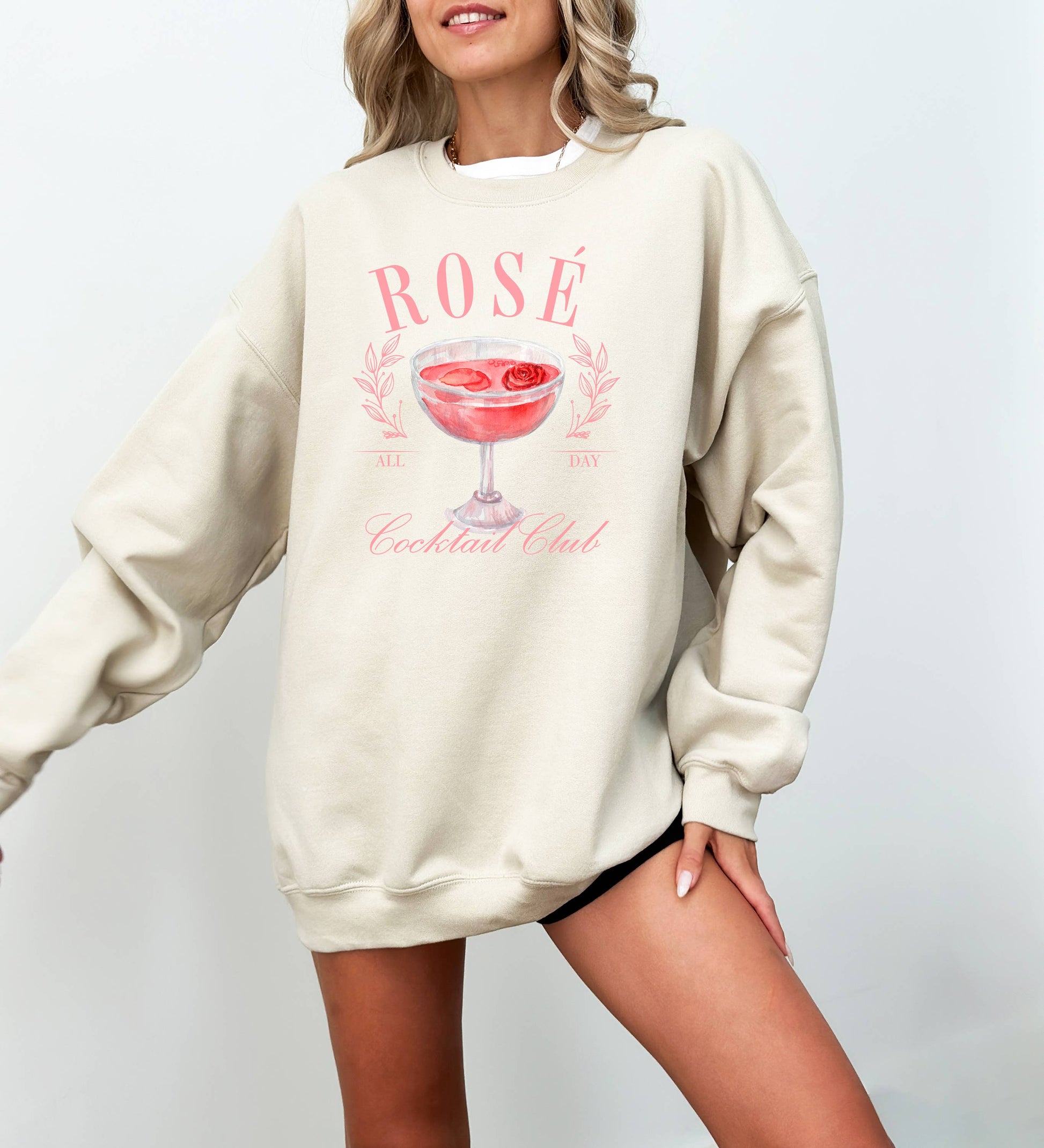 Rose Social Club, Cocktail Time, Wine, Girly, Women's Shirt Unisex T-shirt, Sweatshirt, Hoodie, Long Sleeve Tee - T-Shirt, Sweatshirt, Hoodie