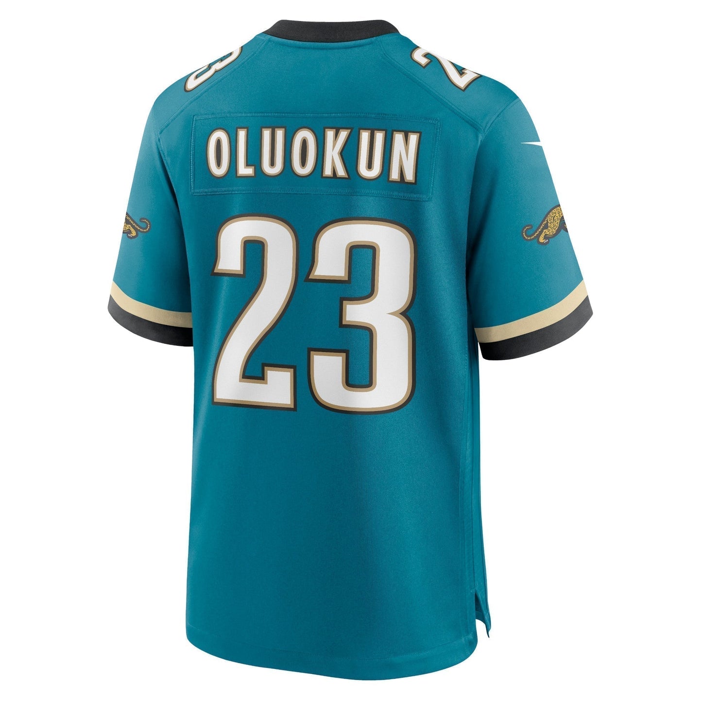 Foye Oluokun Jacksonville Jaguars Prowler Throwback Game Jersey - Teal football jersey product view 3