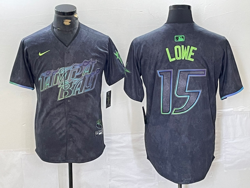 Men's Tampa Bay Rays Josh Lowe #15 Charcoal 2024 City Connect Limited Player Jersey baseball jersey product view 1
