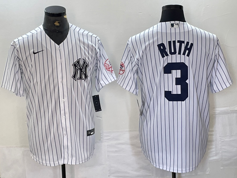 Men's New York Yankees Babe Ruth #3 White Limited Player Jersey baseball jersey product view 1