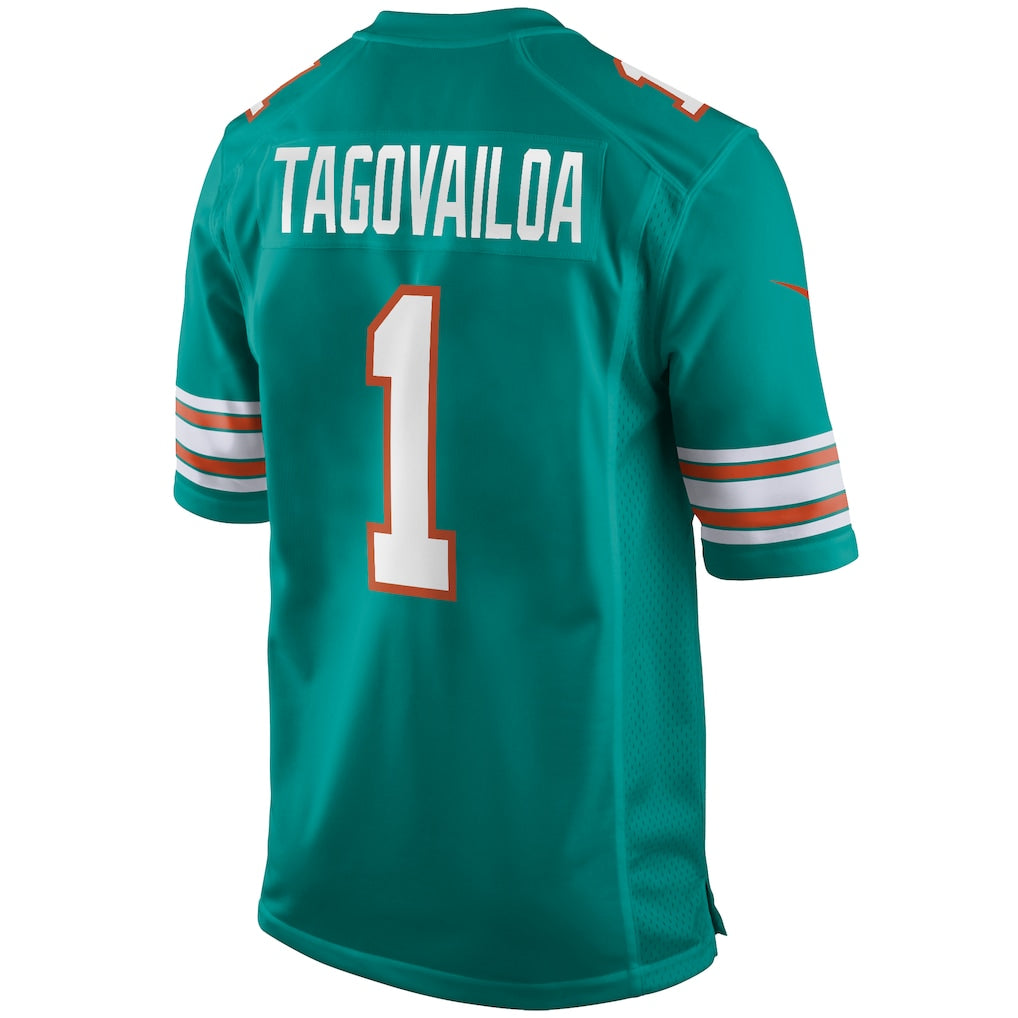 M.Dolphins #1 Tua Tagovailoa Aqua Alternate Game Jersey football jersey product view 1