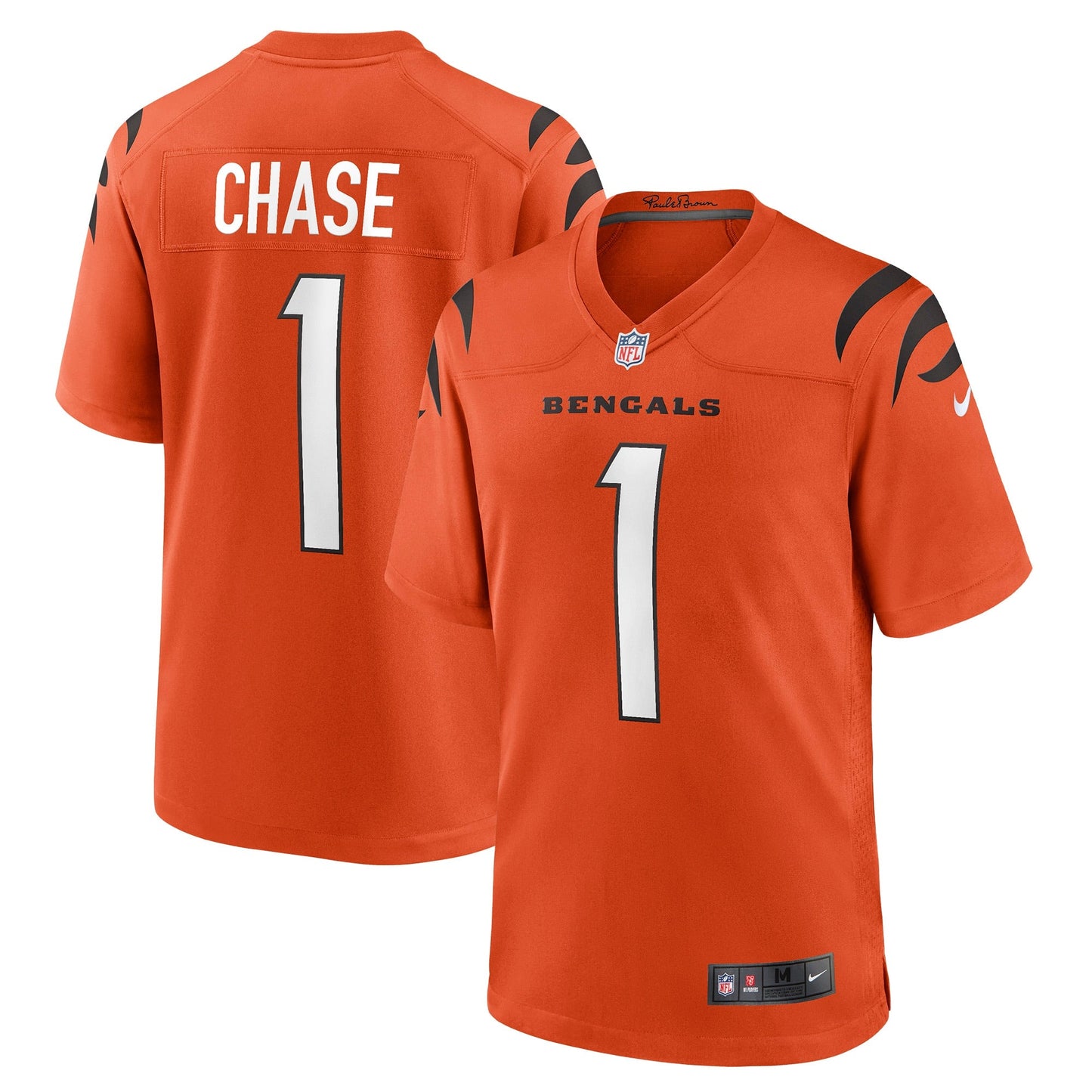 Ja'Marr Chase Cincinnati Bengals Game Jersey - Orange football jersey product view 1