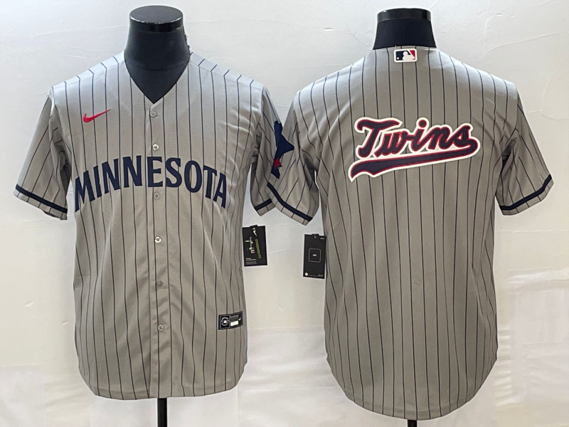 Men's Minnesota Twins Gray Alternate Replica Team Logo Jersey baseball jersey product view 1