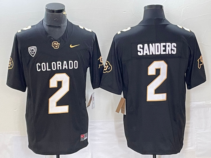 Men's Colorado Buffaloes Shedeur Sanders Black Game Jersey sports jersey product view 1