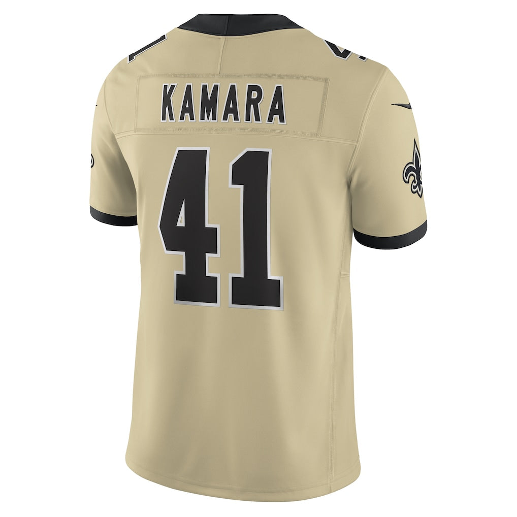 NO.Saints #41 Alvin Kamara Gold Alternate Gameday Golds Alternate Vapor F.U.S.E. Limited Jersey football jersey product view 1