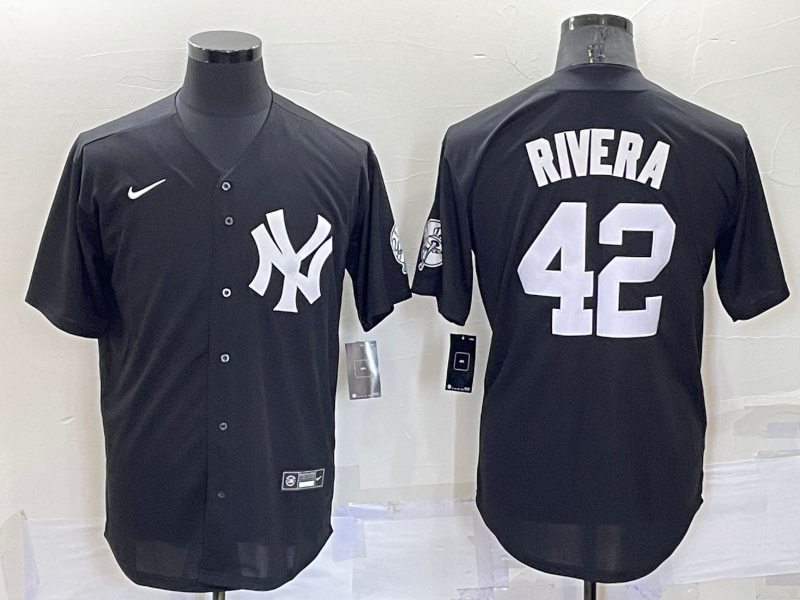 Men's New York Yankees Mariano Rivera Black Replica Baseball Jersey baseball jersey product view 1