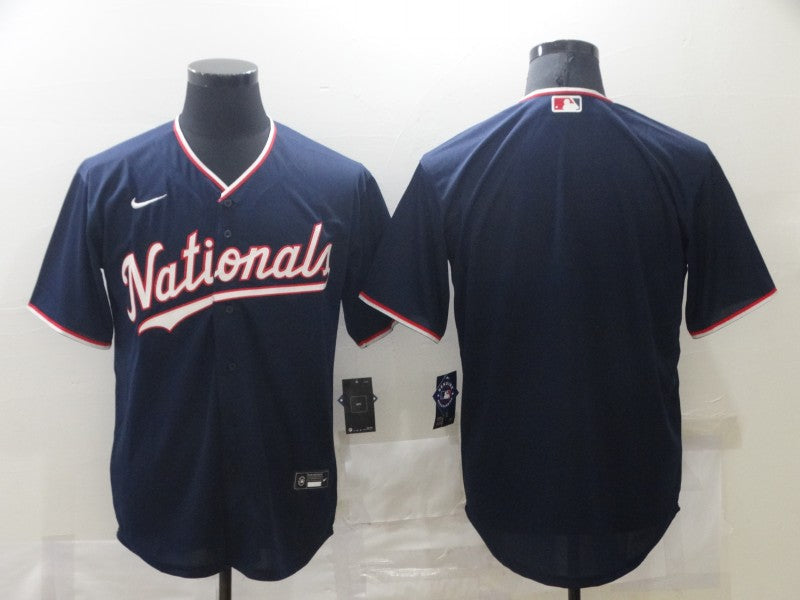 Men's Washington Nationals Navy Alternate Replica Blank Jersey baseball jersey product view 1