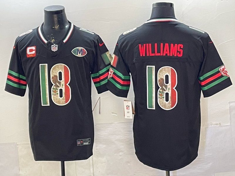 Men's Chicago Bears Caleb Williams #18 Black Game Team Jersey football jersey product view 1