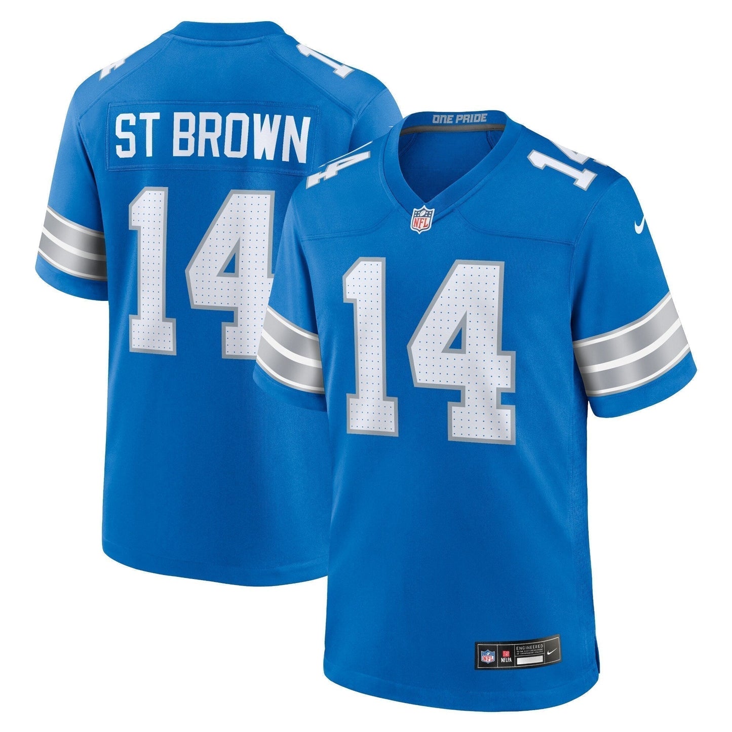 Amon-Ra St. Brown Detroit Lions Game Jersey - Blue football jersey product view 1