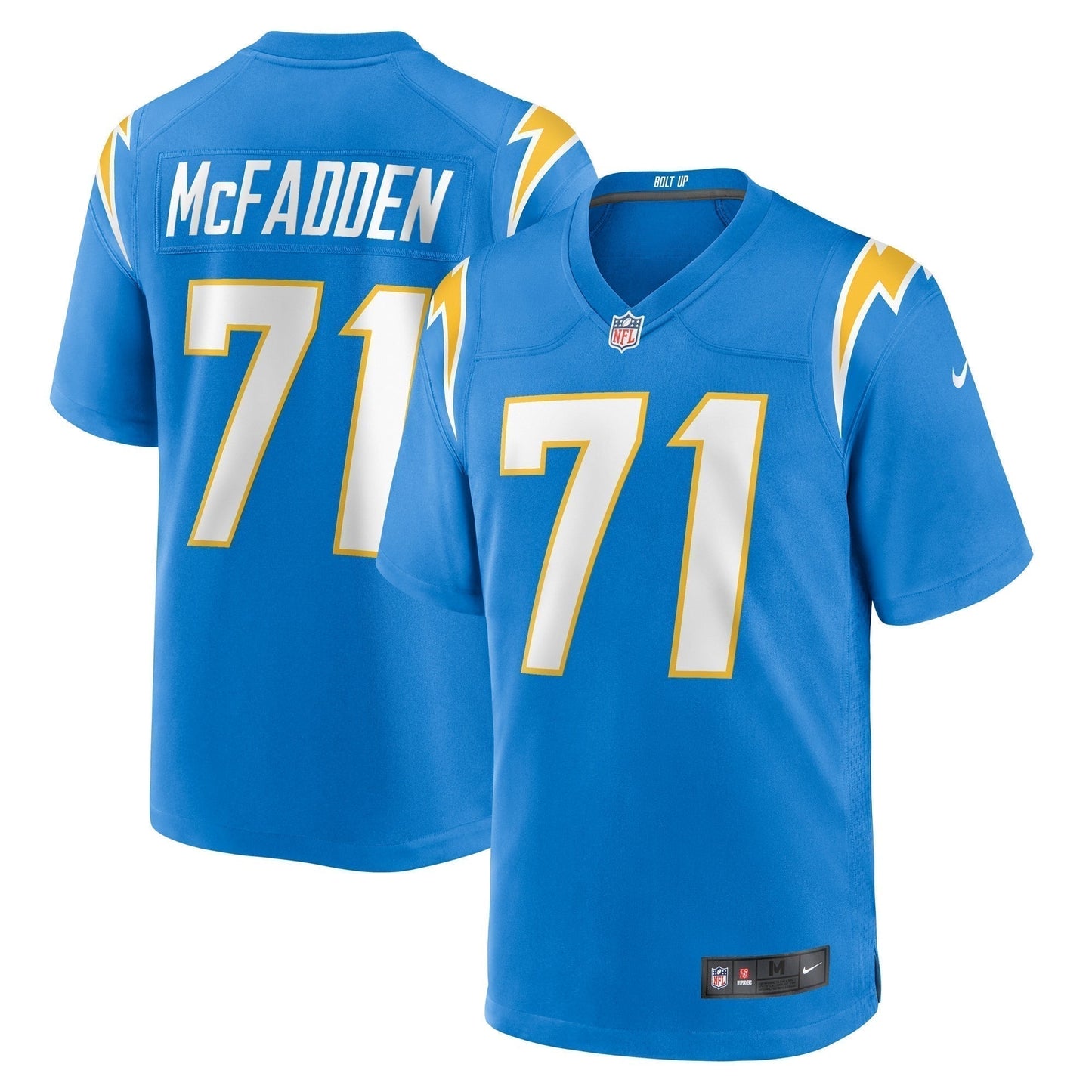 Jordan McFadden Los Angeles Chargers Team Game Jersey - Powder Blue football jersey product view 1