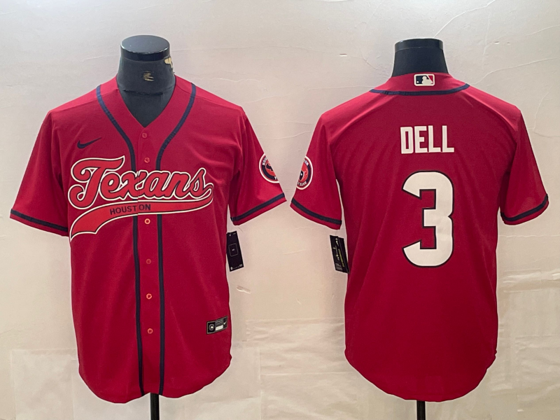 Men's Houston Texans Tank Dell #3 Red Player Jersey1 Joint Edition football jersey product view 1