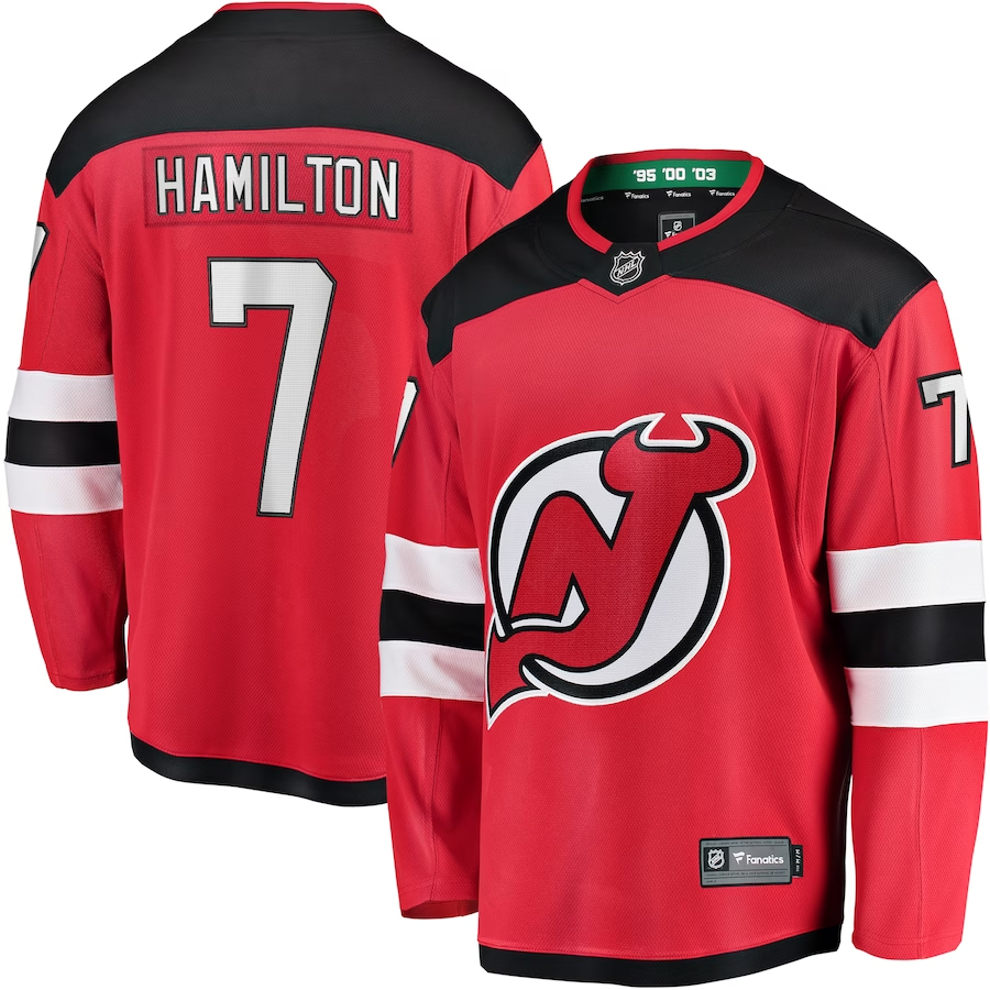 Men's New Jersey1 Devils Dougie Hamilton #7 Red Player Game Jersey1 sports jersey product view 1