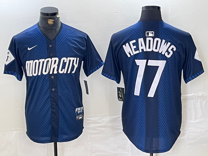 Men's Detroit Tigers Austin Meadows Navy 2024 City Connect Limited Jersey baseball jersey product view 1