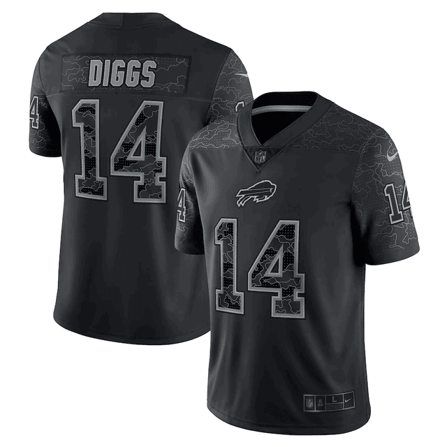 Stefon Diggs Buffalo Bills RFLCTV Limited Jersey - Black football jersey product view 1