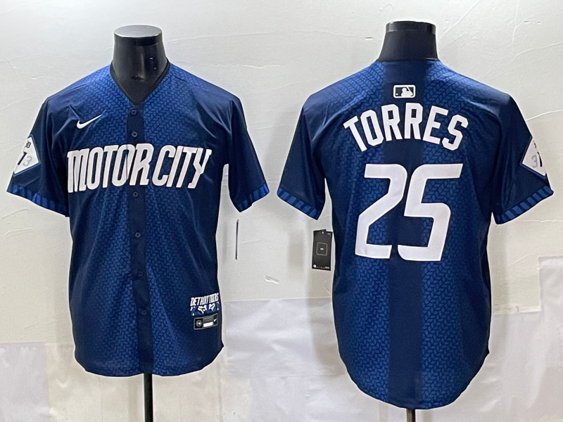 Men's Detroit Tigers Gleyber Torres #25 Navy 2024 City Connect Limited Jersey baseball jersey product view 1