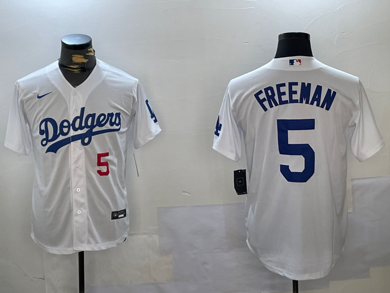 Men's Los Angeles Dodgers Freddie Freeman White Replica Player Jersey baseball jersey product view 1