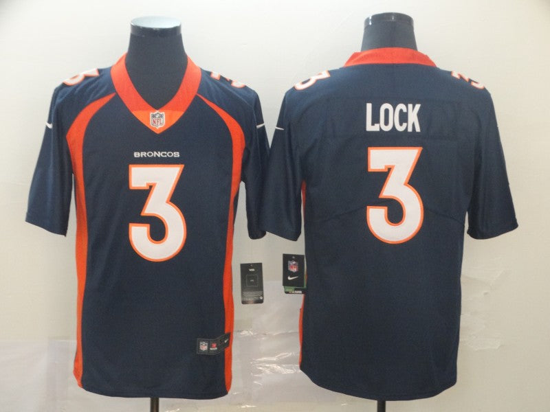 Men's Denver Broncos Drew Lock Navy Game Jersey football jersey product view 1