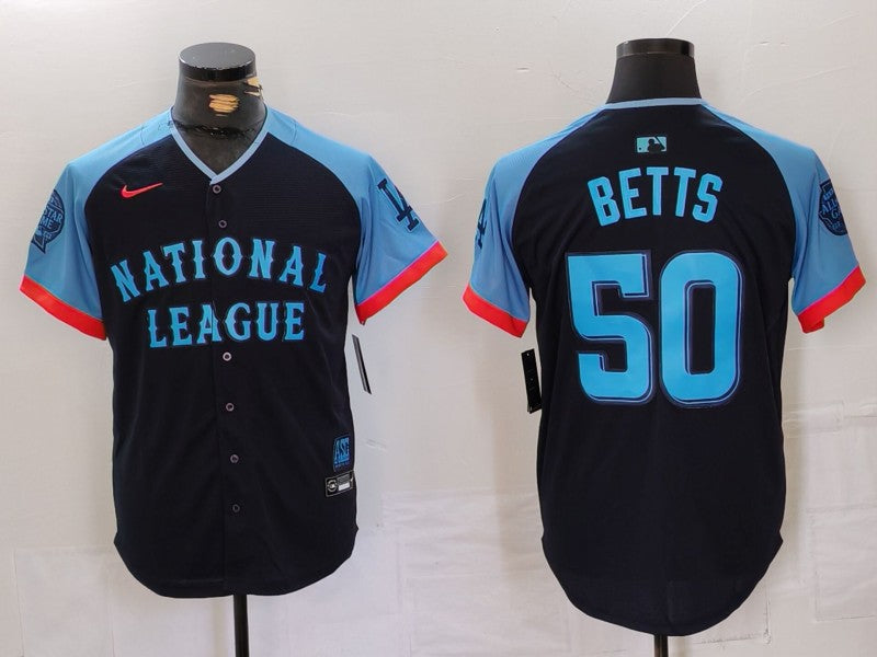 Men's National League Mookie Betts Navy 2024 MLB All-Star Game Limited Player Jersey baseball jersey product view 1