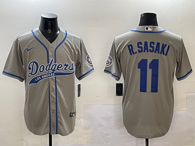 Men's Los Angeles Dodgers Roki Sasaki #11 Gray Player Jersey baseball jersey product view 1