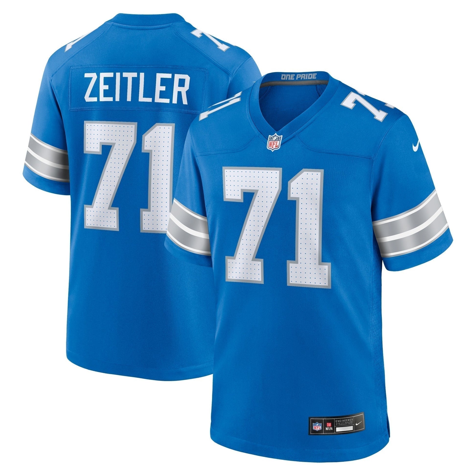 Kevin Zeitler Detroit Lions Game Jersey - Blue football jersey product view 1