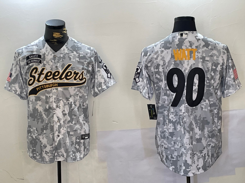 Men's Pittsburgh Steelers T.J. Watt Arctic Camo Salute to Service Limited Jersey football jersey product view 1