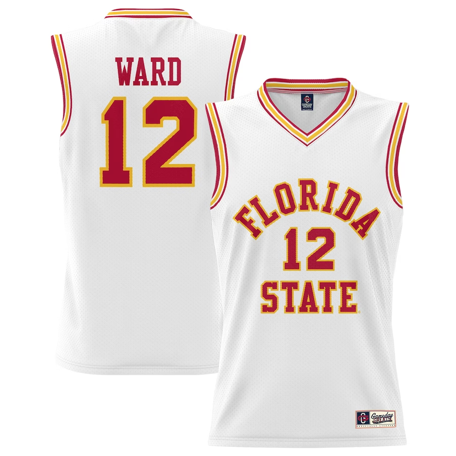 Men's Florida State Seminoles Charlie Ward #12 White Player Game Jersey sports jersey product view 1