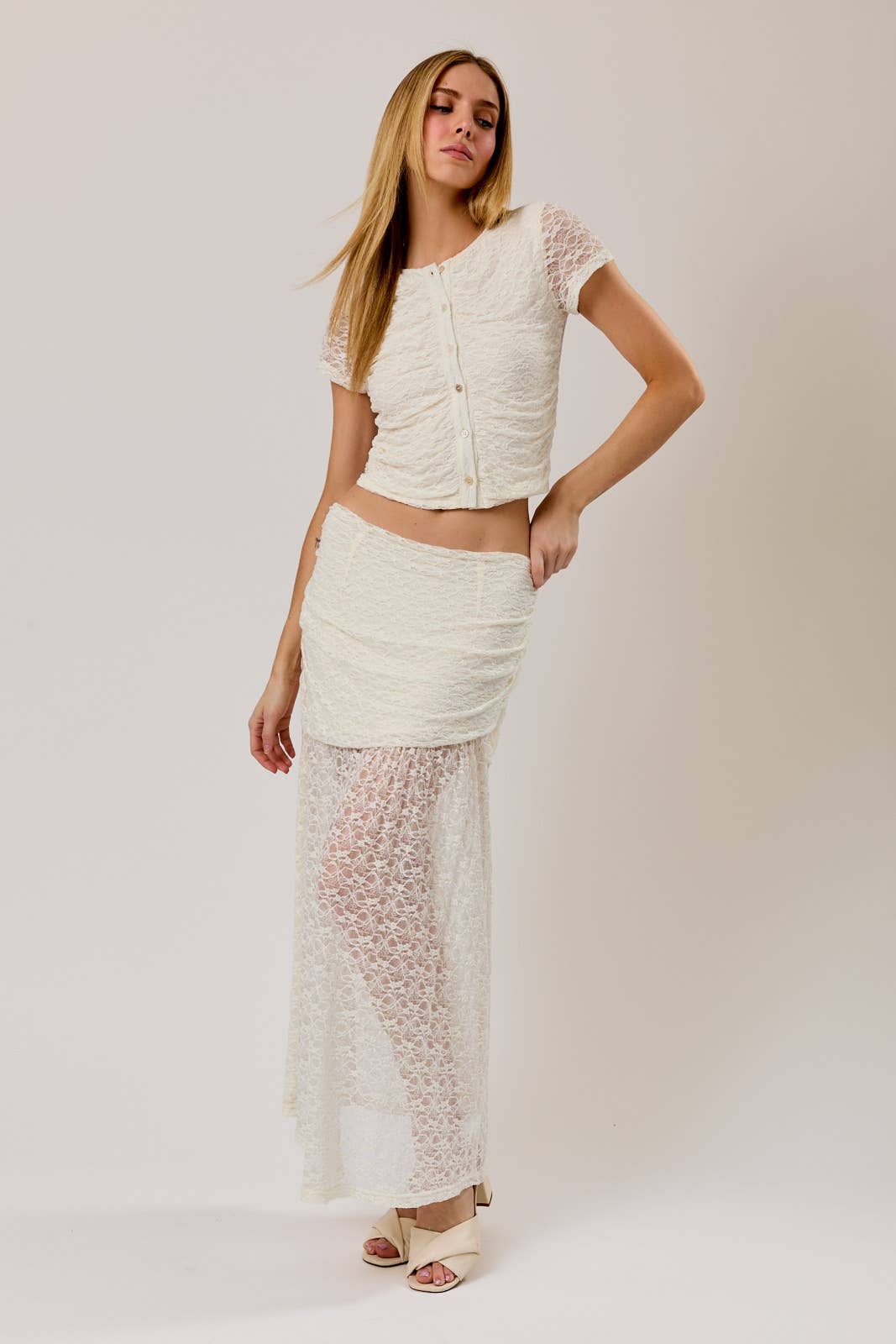 Ruched Asymmetrical Drop Waist Lace Midi Skirt Unisex T-shirt, Sweatshirt, Hoodie, Long Sleeve Tee - T-Shirt, Sweatshirt, Hoodie