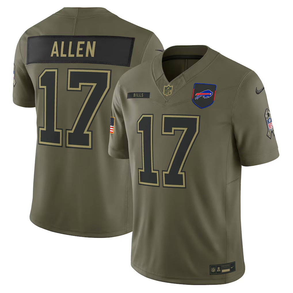 Men's Buffalo Bills Josh Allen Olive 2025 Salute to Service Limited Jersey football jersey product view 1