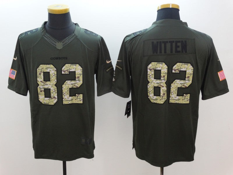 Men's Dallas Cowboys Jason Witten #82 Army Green Game Jersey1 football jersey product view 1