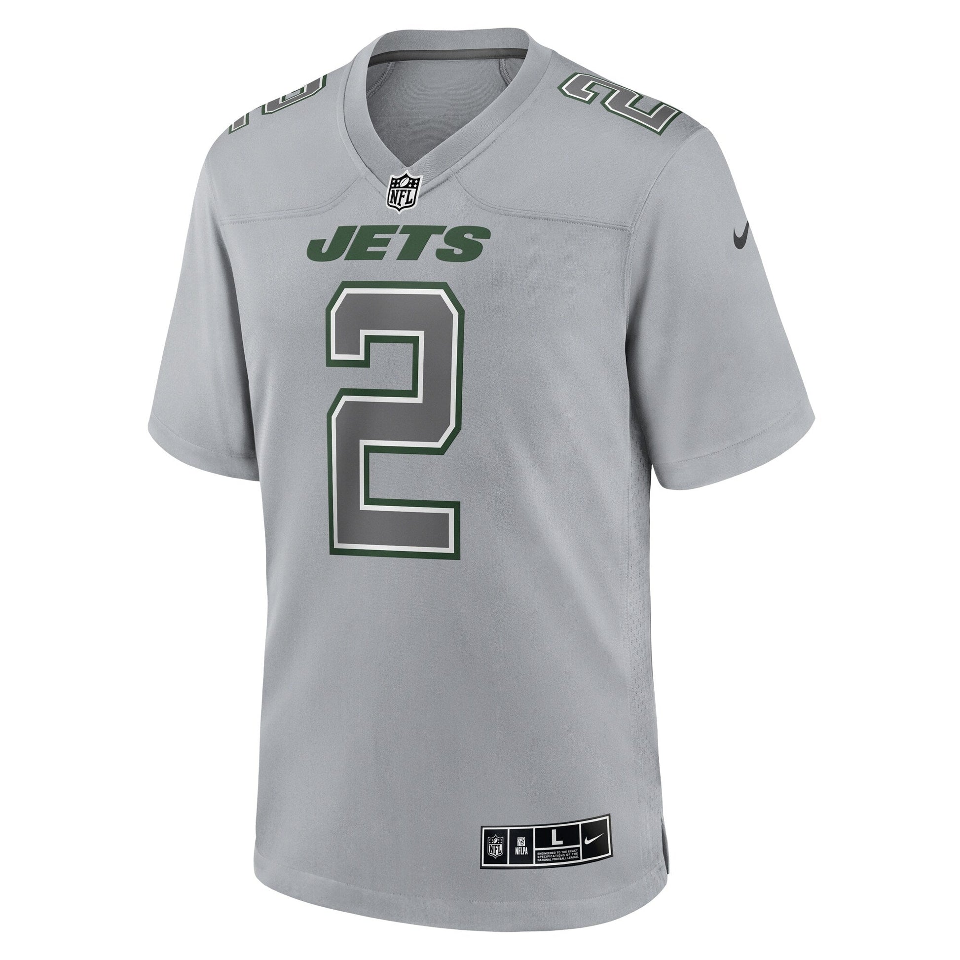 Zach Wilson New York Jets Atmosphere Fashion Game Jersey - Gray football jersey product view 2