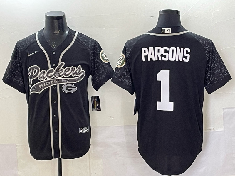 Men's Green Bay Packers Micah Parsons Black RFLCTV Limited Jersey football jersey product view 1