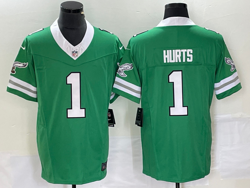 Men's Philadelphia Eagles Jalen Hurts Kelly Green Game Jersey football jersey product view 1