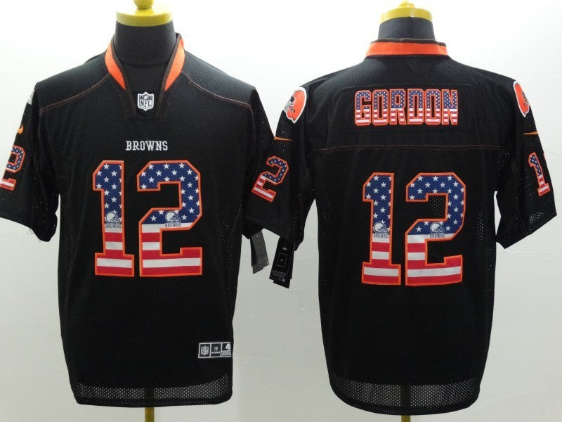 Men's Cleveland Browns Josh Gordon #12 Black Game Jersey1 football jersey product view 1