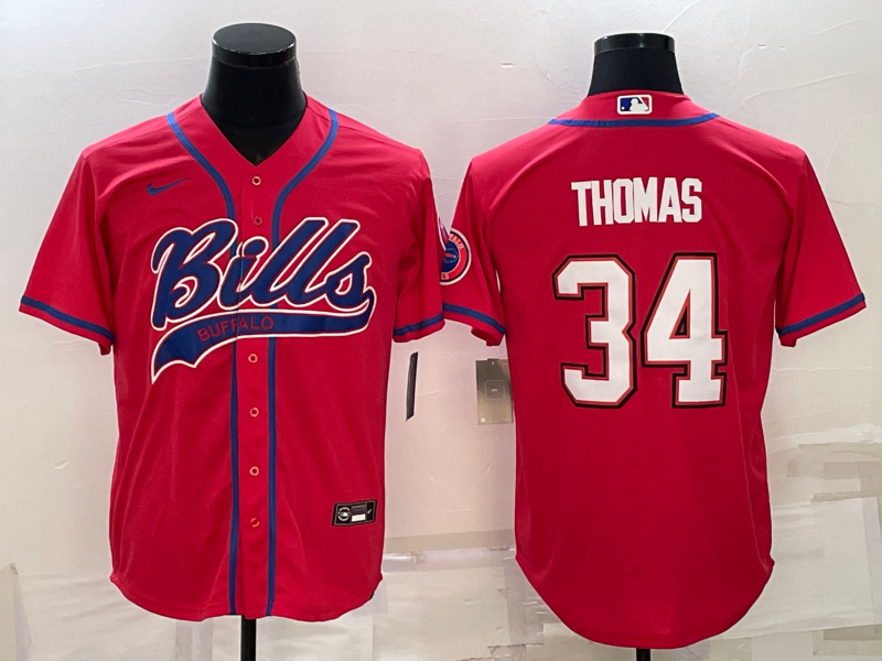 Men's Buffalo Bills Thurman Thomas #34 Red Game Jersey1 Joint Edition football jersey product view 1