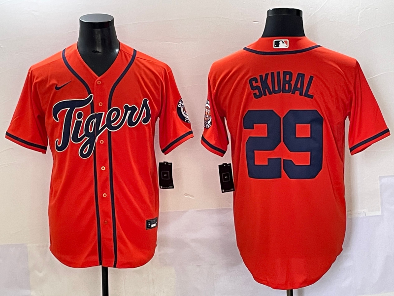 Men's Detroit Tigers Tarik Skubal Orange Replica Player Jersey baseball jersey product view 1