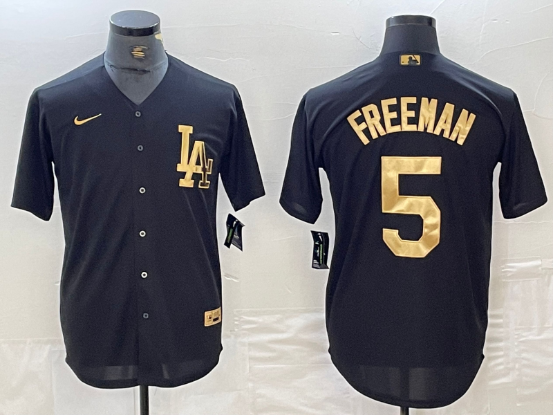 Men's Los Angeles Dodgers Freddie Freeman #5 Black Limited Player Jersey baseball jersey product view 1