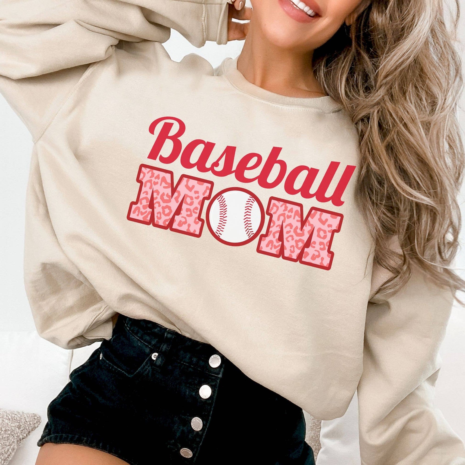 Baseball Mom Sweatshirt  Game Day Vibes & Leopard Print Unisex T-shirt, Sweatshirt, Hoodie, Long Sleeve Tee - T-Shirt, Sweatshirt, Hoodie