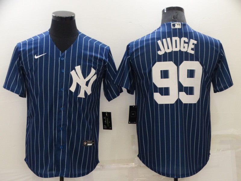 Men's New York Yankees Aaron Judge Blue Replica Baseball Jersey baseball jersey product view 1