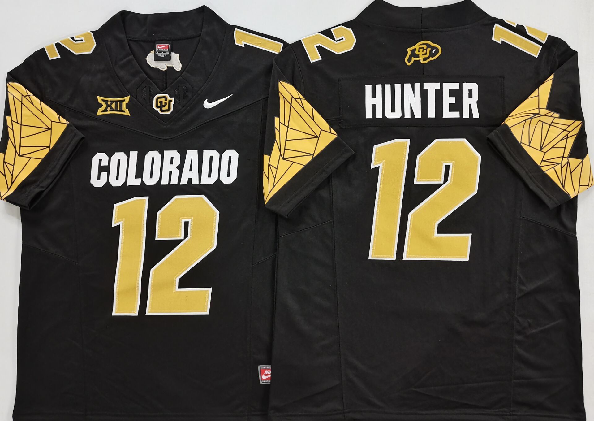 Men's Colorado Buffaloes Travis Hunter #12 Black Game Jersey sports jersey product view 1