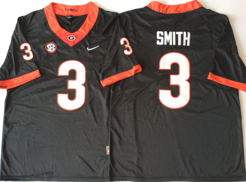 Men's Georgia Bulldogs Roquan Smith #3 Black Player Game Jersey sports jersey product view 1