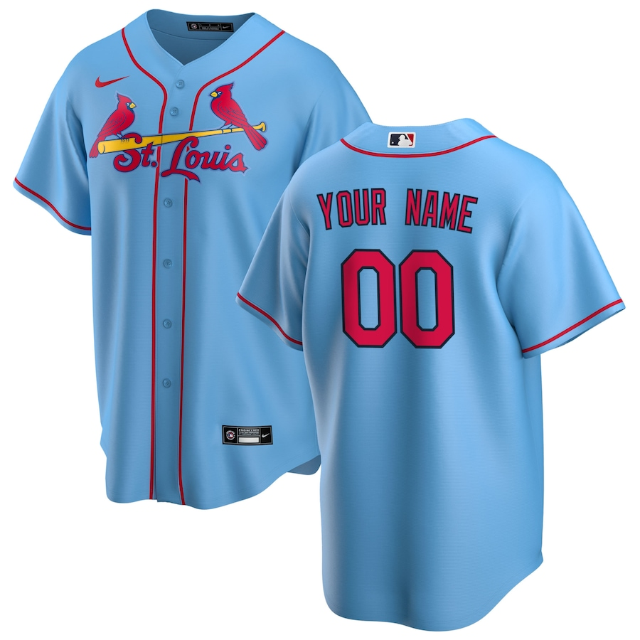 Men's St. Louis Cardinals Light Blue Alternate Replica Custom Jersey1 baseball jersey product view 1