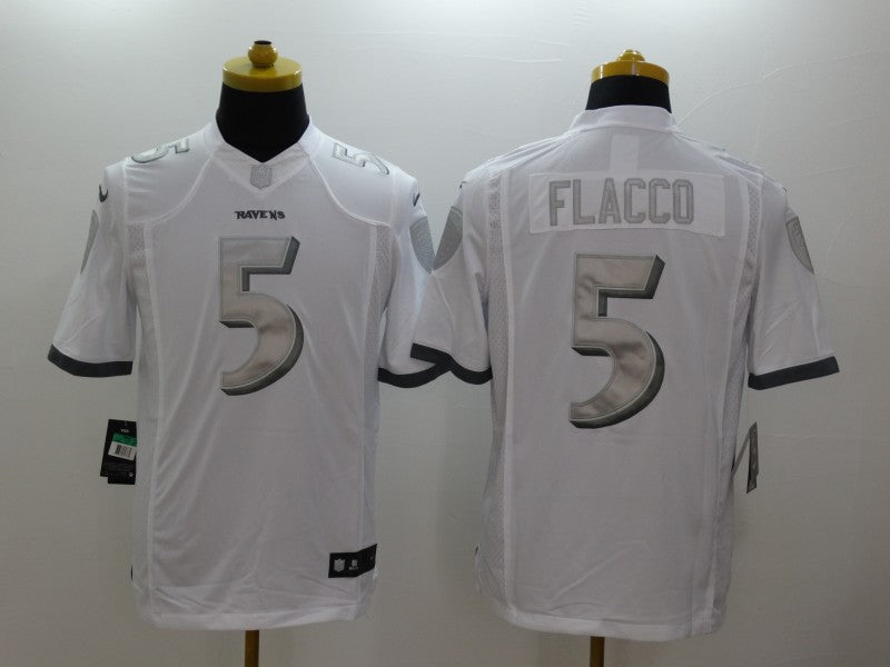 Men's Baltimore Ravens Joe Flacco #5 White Game Jersey1 football jersey product view 1