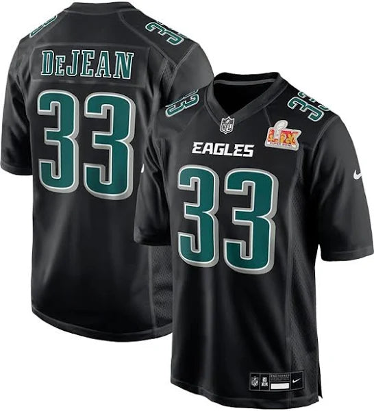 Men's Cooper DeJean Carbon Black Philadelphia Eagles Super Bowl LIX Fashion Game Player Jersey football jersey product view 1