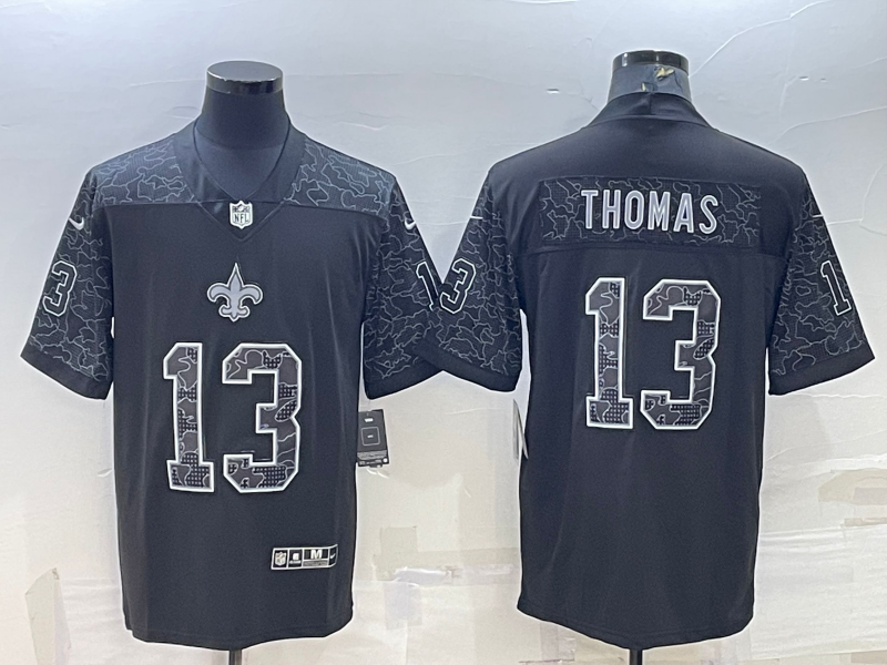 Men's New Orleans Saints Michael Thomas Black RFLCTV Limited Jersey football jersey product view 1