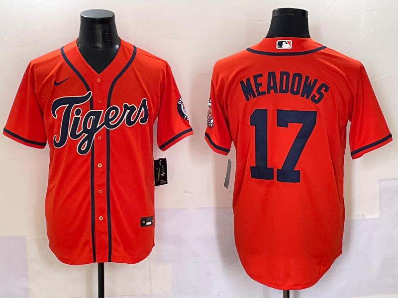 Men's Detroit Tigers Austin Meadows #17 Orange Limited Player Jersey baseball jersey product view 1