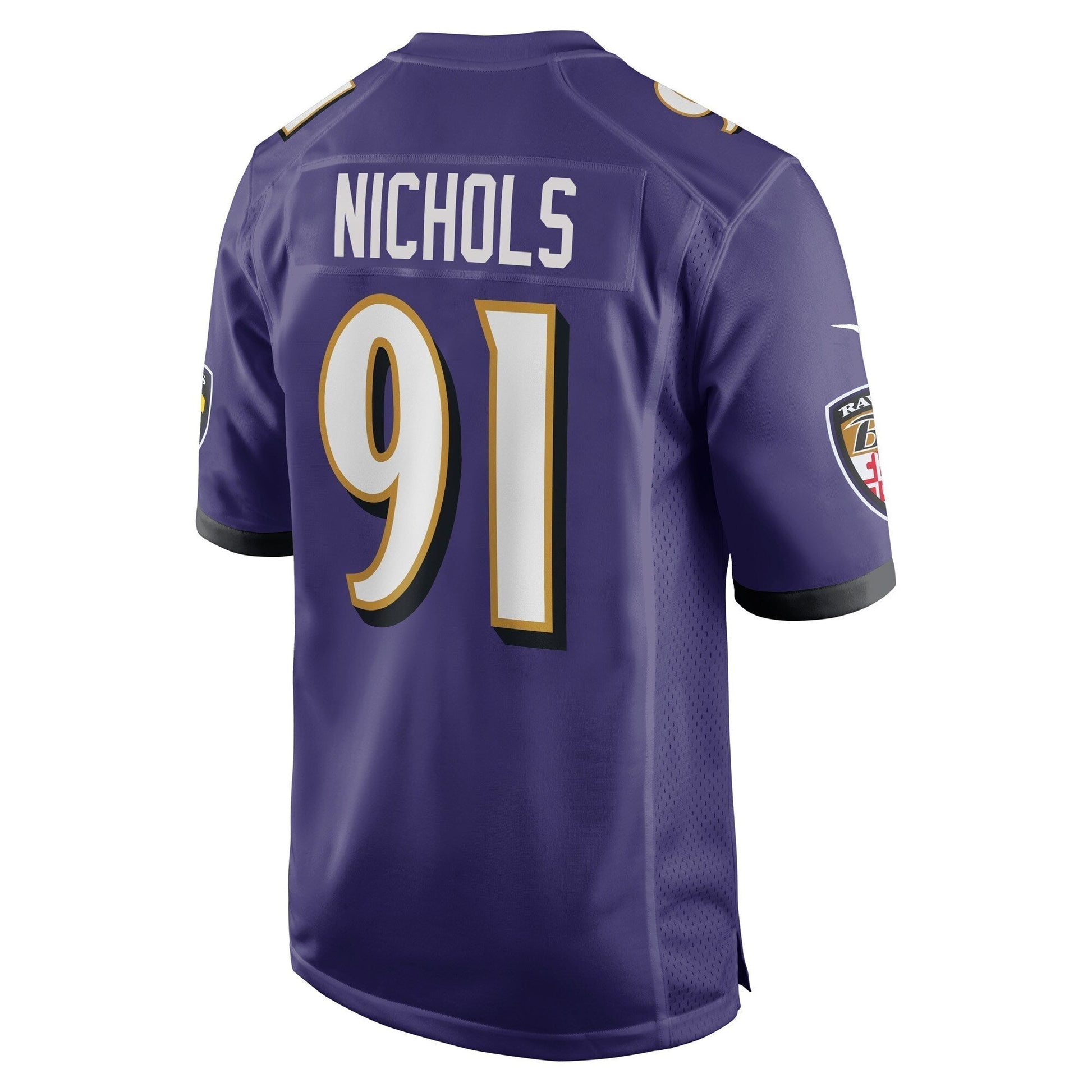 Rayshad Nichols Baltimore Ravens Game Jersey - Purple football jersey product view 3