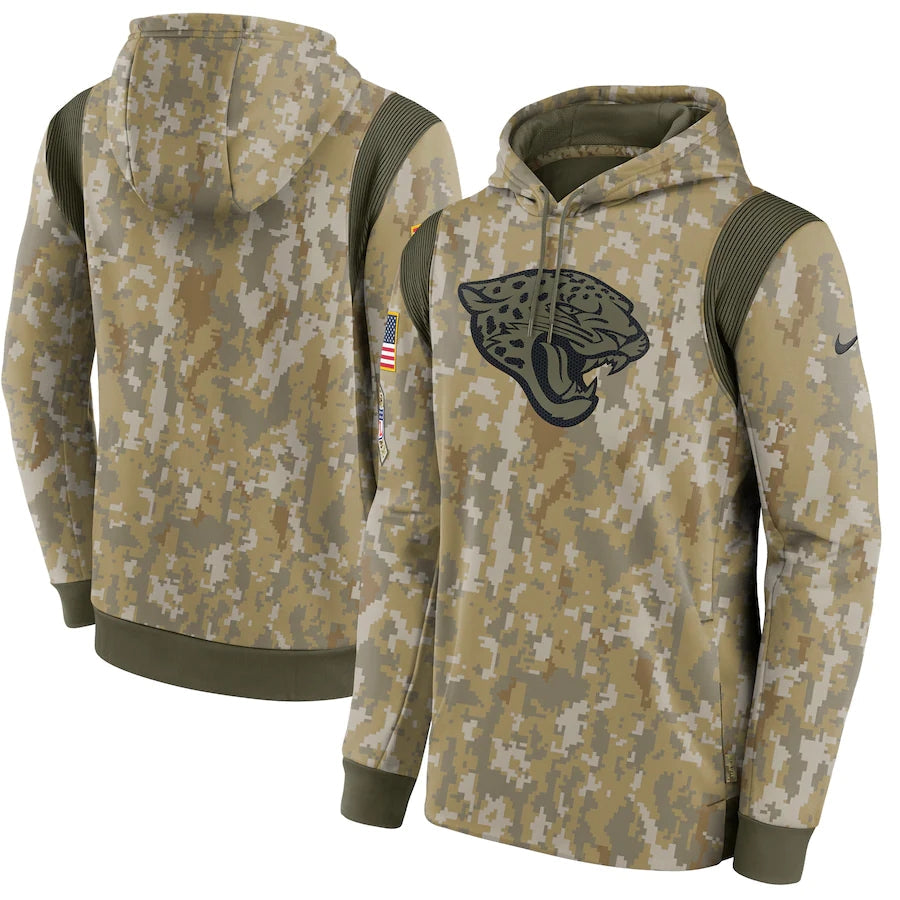 Men's Jacksonville Jaguars 2021 Salute to Service Hoodie Camouflage football jersey product view 1