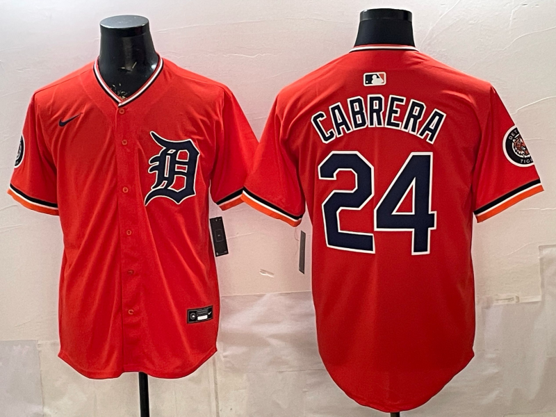 Men's Detroit Tigers Miguel Cabrera #24 Orange Limited Player Jersey baseball jersey product view 1
